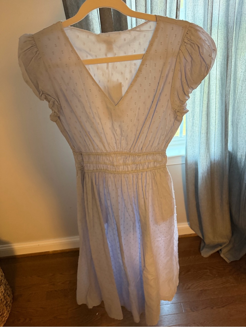 Chelsea 28 Light Blue V-Neck Midi Dress with Smocked Waist - Picture 2 of 5